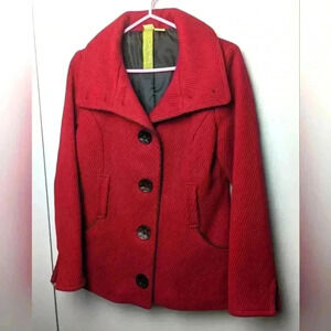 SOÏA & KYO women Pea  Coat red color size small Made in Canada Wool+Nylon
